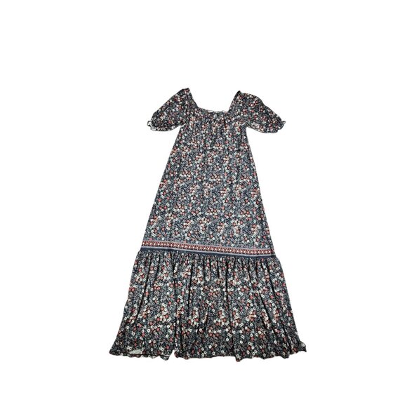 Max Studio Tiered Maxi Dress Size XS Smocked Top Puff Sleeve Prairie Flower - Picture 6 of 8